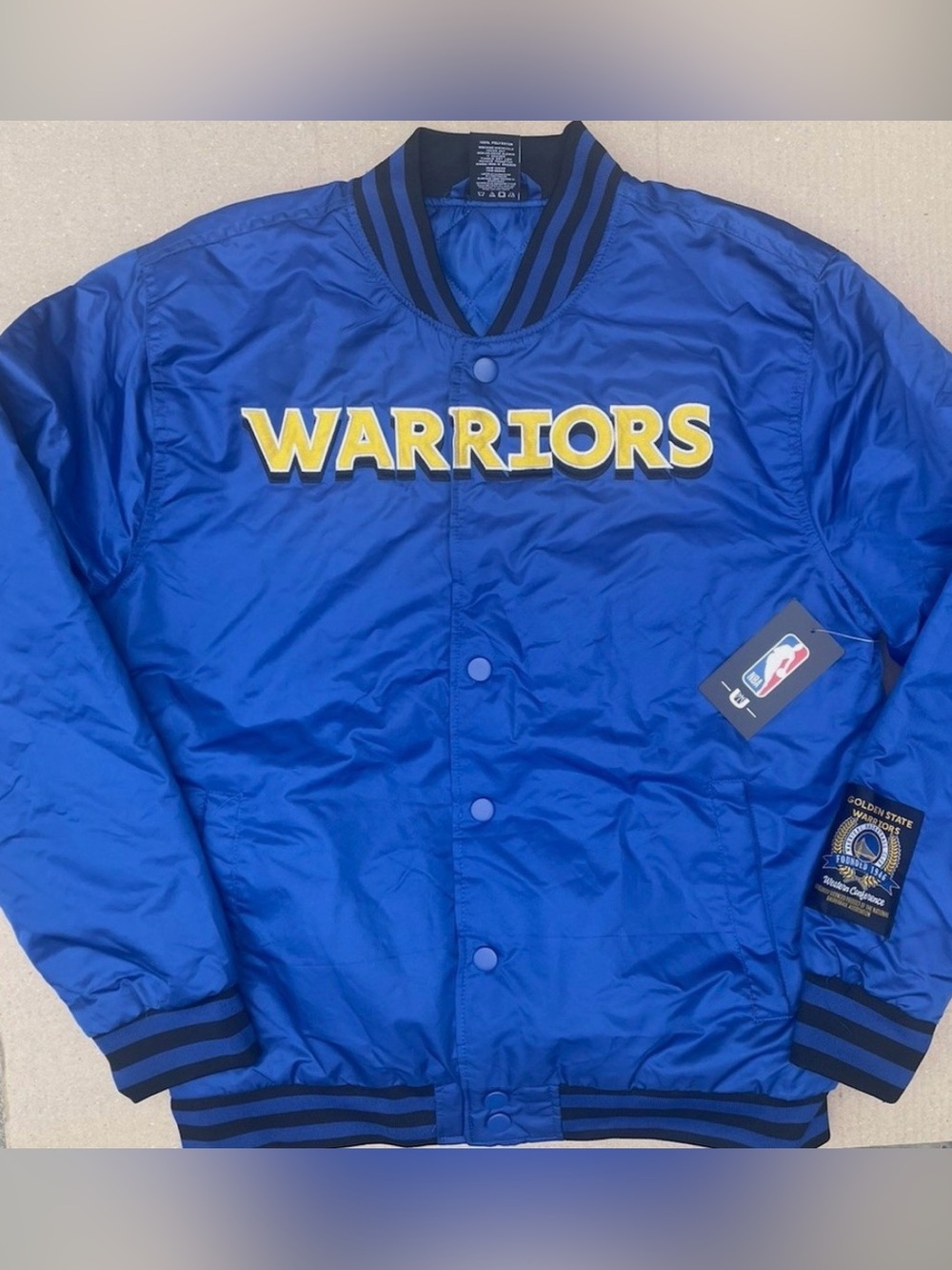 Golden State Warriors Throwback Limited Edition Blue Satin bomber Jacket
